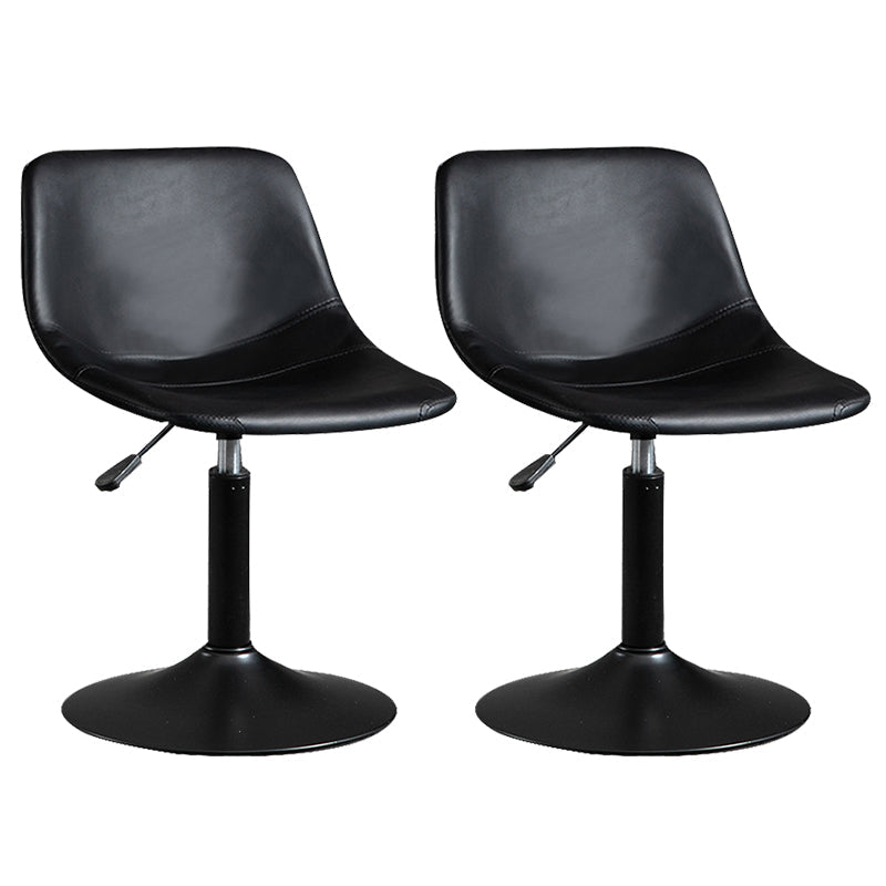 Contemporary Metal Barstool Faux Leather Footrest Stool Adjustable in Matte Finish Black 2 Piece Set Short Stool(22"H) Clearhalo 'Bar Furniture' 'Bar Stools' 'bar_stools' 'furn' 'furn_bar_stools' 'Furniture' 'Kitchen & Dining Furniture' 5638886