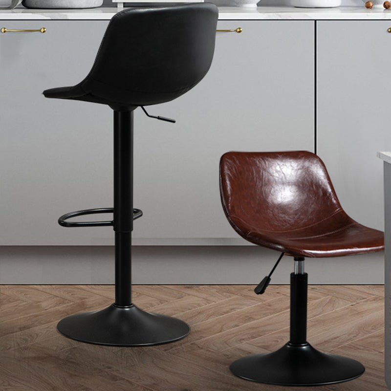Contemporary Metal Barstool Faux Leather Footrest Stool Adjustable in Matte Finish Clearhalo 'Bar Furniture' 'Bar Stools' 'bar_stools' 'furn' 'furn_bar_stools' 'Furniture' 'Kitchen & Dining Furniture' 5638887
