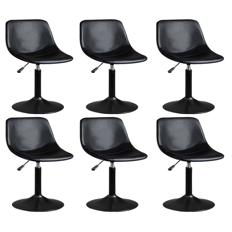 Contemporary Metal Barstool Faux Leather Footrest Stool Adjustable in Matte Finish Black 6 Piece Set Short Stool(22"H) Clearhalo 'Bar Furniture' 'Bar Stools' 'bar_stools' 'furn' 'furn_bar_stools' 'Furniture' 'Kitchen & Dining Furniture' 5638890
