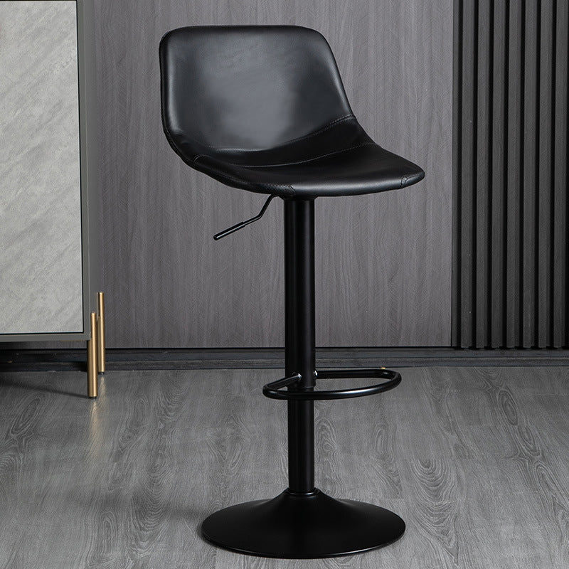 Contemporary Metal Barstool Faux Leather Footrest Stool Adjustable in Matte Finish Clearhalo 'Bar Furniture' 'Bar Stools' 'bar_stools' 'furn' 'furn_bar_stools' 'Furniture' 'Kitchen & Dining Furniture' 5638891