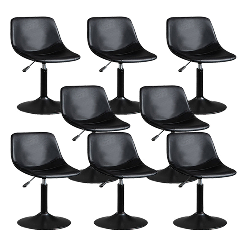 Contemporary Metal Barstool Faux Leather Footrest Stool Adjustable in Matte Finish Black 8 Piece Set Short Stool(22"H) Clearhalo 'Bar Furniture' 'Bar Stools' 'bar_stools' 'furn' 'furn_bar_stools' 'Furniture' 'Kitchen & Dining Furniture' 5638892