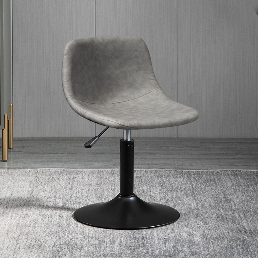 Contemporary Metal Barstool Faux Leather Footrest Stool Adjustable in Matte Finish Grey 1 Piece Short Stool(22"H) Clearhalo 'Bar Furniture' 'Bar Stools' 'bar_stools' 'furn' 'furn_bar_stools' 'Furniture' 'Kitchen & Dining Furniture' 5638895