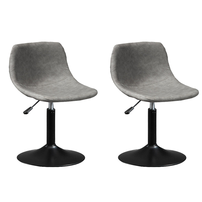 Contemporary Metal Barstool Faux Leather Footrest Stool Adjustable in Matte Finish Grey 2 Piece Set Short Stool(22"H) Clearhalo 'Bar Furniture' 'Bar Stools' 'bar_stools' 'furn' 'furn_bar_stools' 'Furniture' 'Kitchen & Dining Furniture' 5638896
