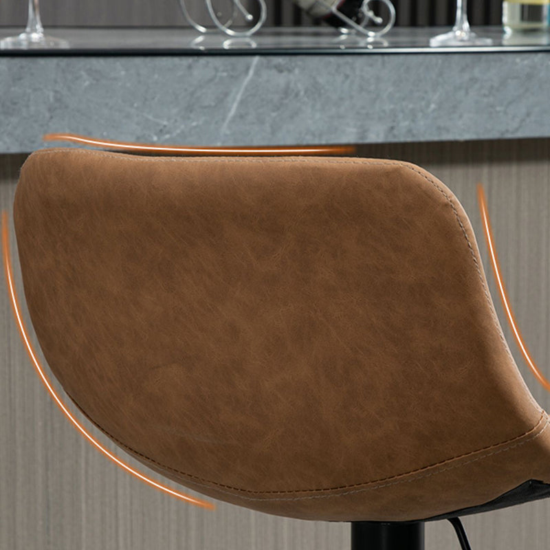 Contemporary Metal Barstool Faux Leather Footrest Stool Adjustable in Matte Finish Clearhalo 'Bar Furniture' 'Bar Stools' 'bar_stools' 'furn' 'furn_bar_stools' 'Furniture' 'Kitchen & Dining Furniture' 5638899