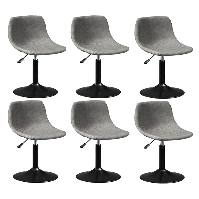 Contemporary Metal Barstool Faux Leather Footrest Stool Adjustable in Matte Finish Grey 6 Piece Set Short Stool(22"H) Clearhalo 'Bar Furniture' 'Bar Stools' 'bar_stools' 'furn' 'furn_bar_stools' 'Furniture' 'Kitchen & Dining Furniture' 5638901