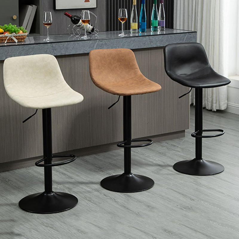 Contemporary Metal Barstool Faux Leather Footrest Stool Adjustable in Matte Finish Clearhalo 'Bar Furniture' 'Bar Stools' 'bar_stools' 'furn' 'furn_bar_stools' 'Furniture' 'Kitchen & Dining Furniture' 5638902
