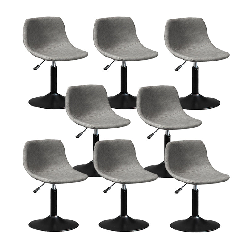 Contemporary Metal Barstool Faux Leather Footrest Stool Adjustable in Matte Finish Grey 8 Piece Set Short Stool(22"H) Clearhalo 'Bar Furniture' 'Bar Stools' 'bar_stools' 'furn' 'furn_bar_stools' 'Furniture' 'Kitchen & Dining Furniture' 5638903