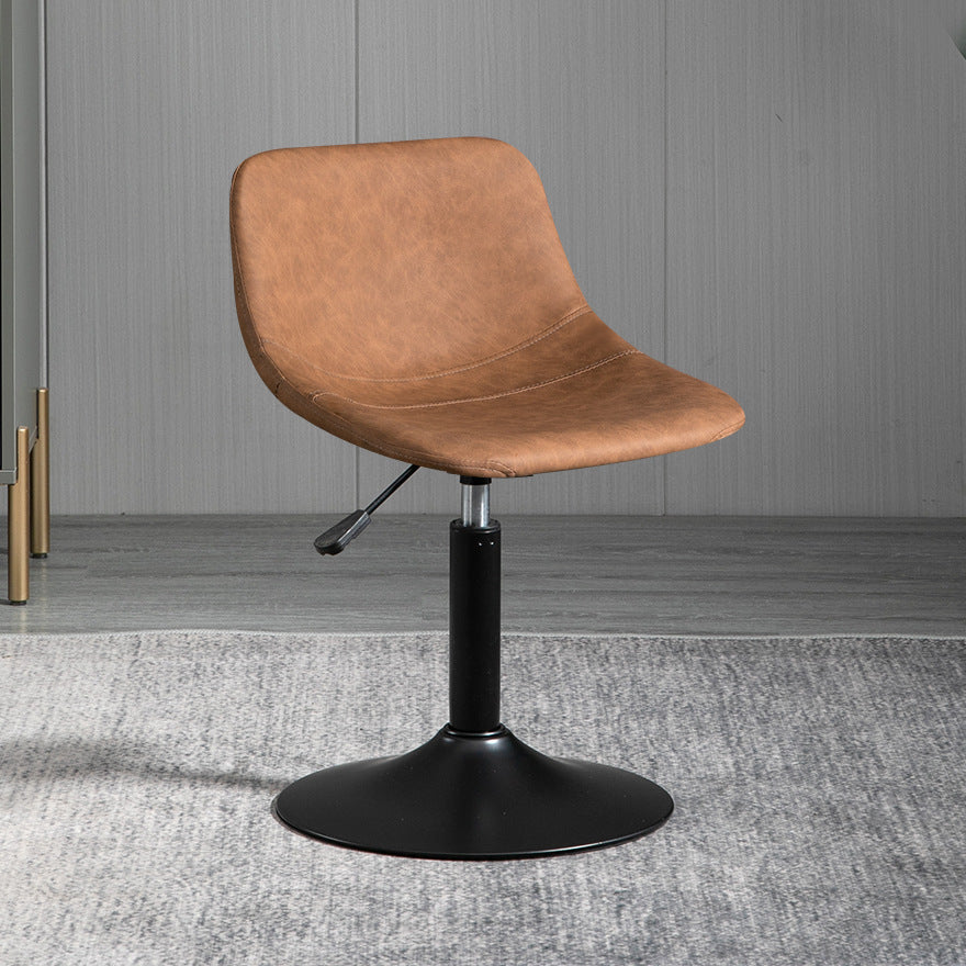 Contemporary Metal Barstool Faux Leather Footrest Stool Adjustable in Matte Finish Light Brown 1 Piece Short Stool(22"H) Clearhalo 'Bar Furniture' 'Bar Stools' 'bar_stools' 'furn' 'furn_bar_stools' 'Furniture' 'Kitchen & Dining Furniture' 5638904