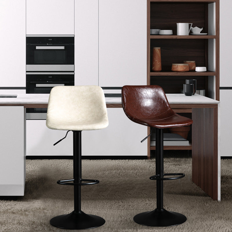 Contemporary Metal Barstool Faux Leather Footrest Stool Adjustable in Matte Finish Clearhalo 'Bar Furniture' 'Bar Stools' 'bar_stools' 'furn' 'furn_bar_stools' 'Furniture' 'Kitchen & Dining Furniture' 5638905