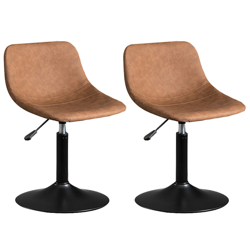 Contemporary Metal Barstool Faux Leather Footrest Stool Adjustable in Matte Finish Light Brown 2 Piece Set Short Stool(22"H) Clearhalo 'Bar Furniture' 'Bar Stools' 'bar_stools' 'furn' 'furn_bar_stools' 'Furniture' 'Kitchen & Dining Furniture' 5638906