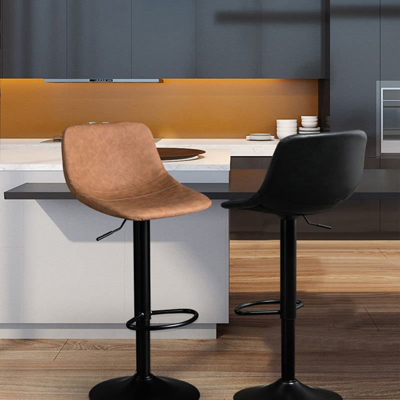 Contemporary Metal Barstool Faux Leather Footrest Stool Adjustable in Matte Finish Clearhalo 'Bar Furniture' 'Bar Stools' 'bar_stools' 'furn' 'furn_bar_stools' 'Furniture' 'Kitchen & Dining Furniture' 5638907