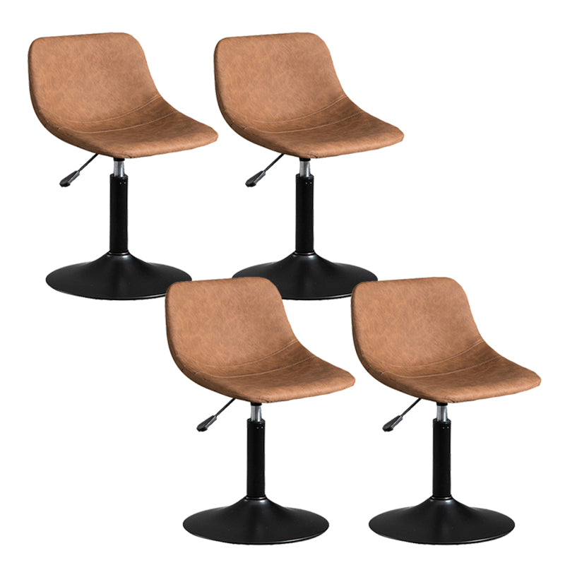 Contemporary Metal Barstool Faux Leather Footrest Stool Adjustable in Matte Finish Light Brown 4 Piece Set Short Stool(22"H) Clearhalo 'Bar Furniture' 'Bar Stools' 'bar_stools' 'furn' 'furn_bar_stools' 'Furniture' 'Kitchen & Dining Furniture' 5638908