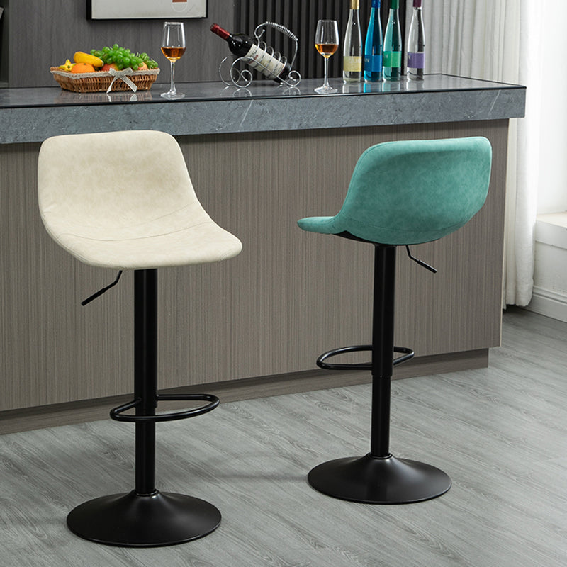 Contemporary Metal Barstool Faux Leather Footrest Stool Adjustable in Matte Finish Clearhalo 'Bar Furniture' 'Bar Stools' 'bar_stools' 'furn' 'furn_bar_stools' 'Furniture' 'Kitchen & Dining Furniture' 5638909