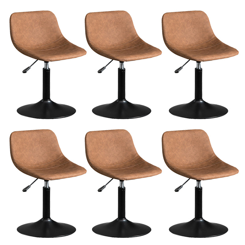 Contemporary Metal Barstool Faux Leather Footrest Stool Adjustable in Matte Finish Light Brown 6 Piece Set Short Stool(22"H) Clearhalo 'Bar Furniture' 'Bar Stools' 'bar_stools' 'furn' 'furn_bar_stools' 'Furniture' 'Kitchen & Dining Furniture' 5638910