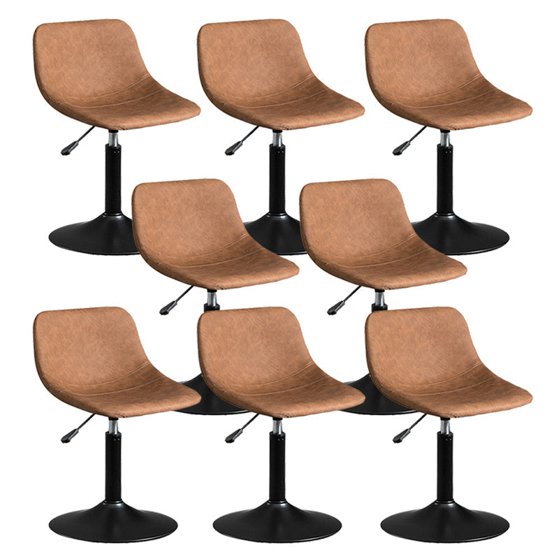Contemporary Metal Barstool Faux Leather Footrest Stool Adjustable in Matte Finish Light Brown 8 Piece Set Short Stool(22"H) Clearhalo 'Bar Furniture' 'Bar Stools' 'bar_stools' 'furn' 'furn_bar_stools' 'Furniture' 'Kitchen & Dining Furniture' 5638911