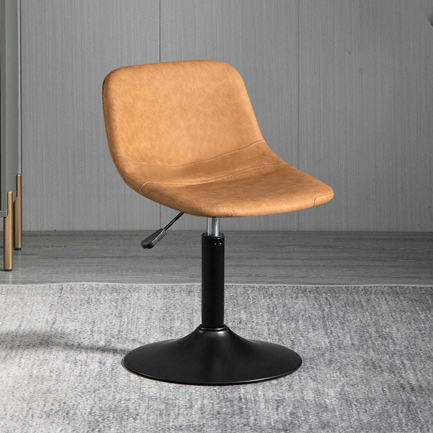 Contemporary Metal Barstool Faux Leather Footrest Stool Adjustable in Matte Finish Yellow 1 Piece Short Stool(22"H) Clearhalo 'Bar Furniture' 'Bar Stools' 'bar_stools' 'furn' 'furn_bar_stools' 'Furniture' 'Kitchen & Dining Furniture' 5638912