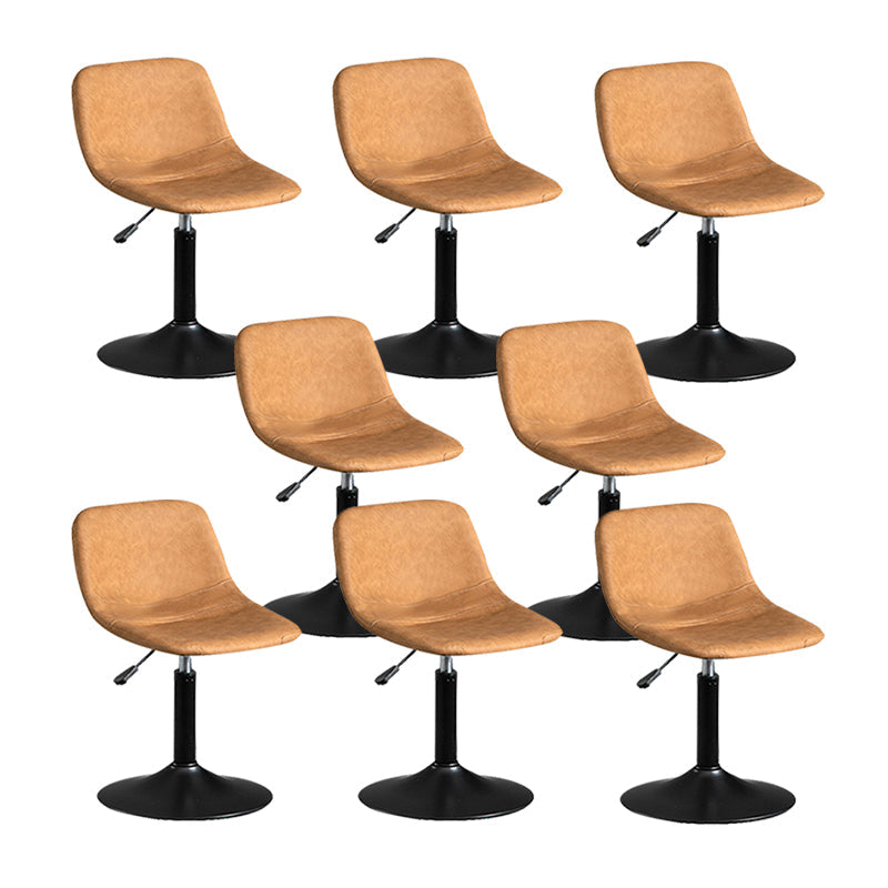 Contemporary Metal Barstool Faux Leather Footrest Stool Adjustable in Matte Finish Yellow 8 Piece Set Short Stool(22"H) Clearhalo 'Bar Furniture' 'Bar Stools' 'bar_stools' 'furn' 'furn_bar_stools' 'Furniture' 'Kitchen & Dining Furniture' 5638916