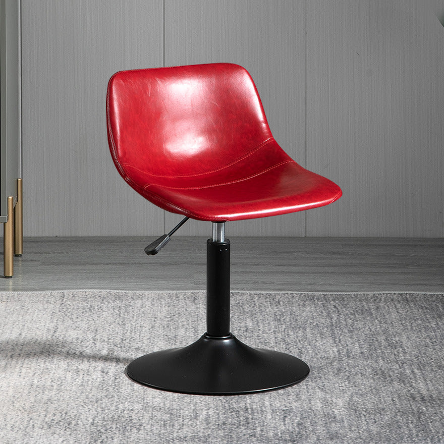 Contemporary Metal Barstool Faux Leather Footrest Stool Adjustable in Matte Finish Red 1 Piece Short Stool(22"H) Clearhalo 'Bar Furniture' 'Bar Stools' 'bar_stools' 'furn' 'furn_bar_stools' 'Furniture' 'Kitchen & Dining Furniture' 5638917