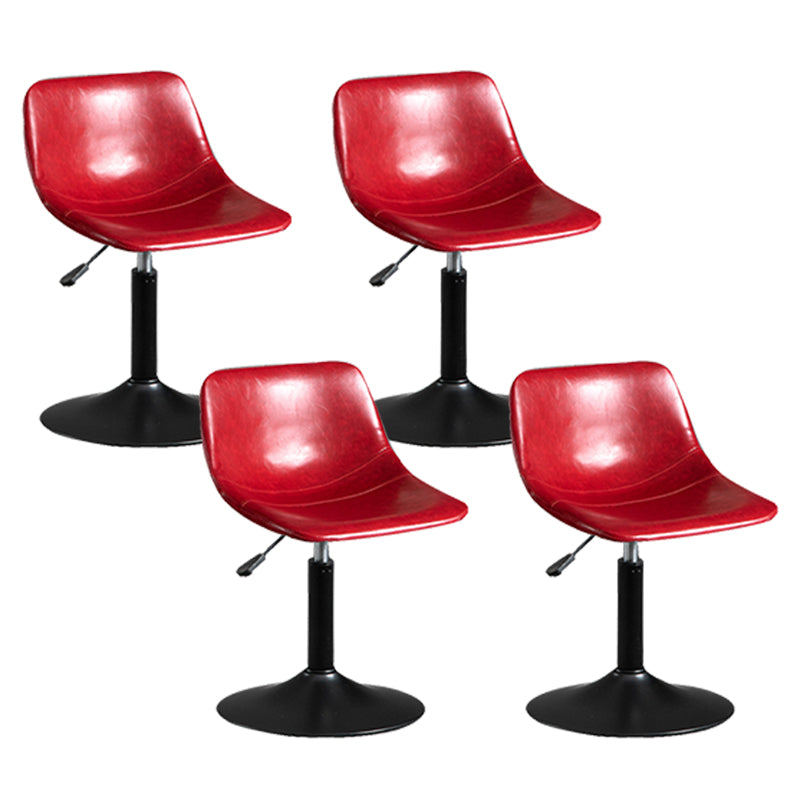 Contemporary Metal Barstool Faux Leather Footrest Stool Adjustable in Matte Finish Red 4 Piece Set Short Stool(22"H) Clearhalo 'Bar Furniture' 'Bar Stools' 'bar_stools' 'furn' 'furn_bar_stools' 'Furniture' 'Kitchen & Dining Furniture' 5638919