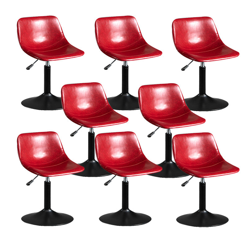 Contemporary Metal Barstool Faux Leather Footrest Stool Adjustable in Matte Finish Red 8 Piece Set Short Stool(22"H) Clearhalo 'Bar Furniture' 'Bar Stools' 'bar_stools' 'furn' 'furn_bar_stools' 'Furniture' 'Kitchen & Dining Furniture' 5638921