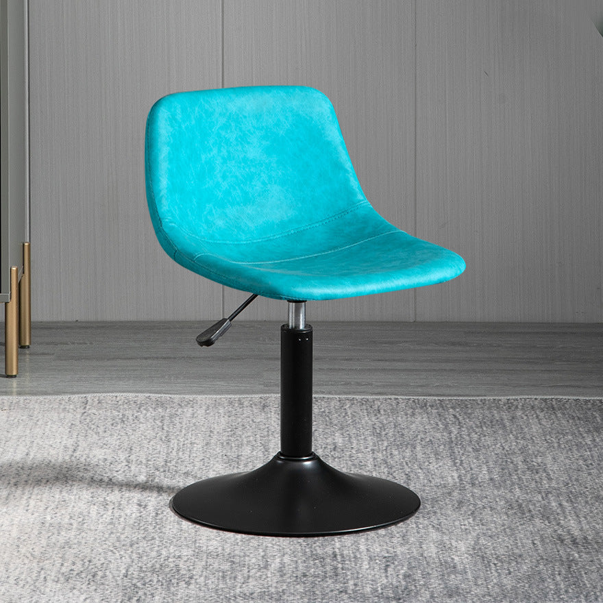 Contemporary Metal Barstool Faux Leather Footrest Stool Adjustable in Matte Finish Blue 1 Piece Short Stool(22"H) Clearhalo 'Bar Furniture' 'Bar Stools' 'bar_stools' 'furn' 'furn_bar_stools' 'Furniture' 'Kitchen & Dining Furniture' 5638922