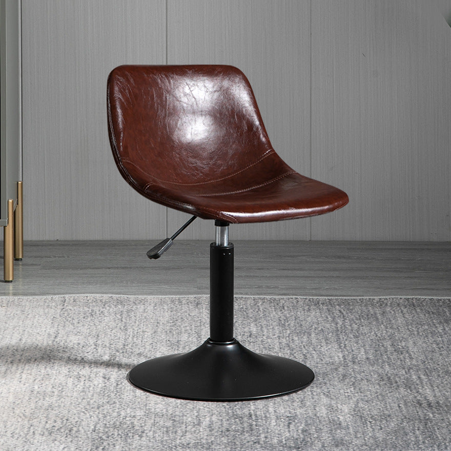 Contemporary Metal Barstool Faux Leather Footrest Stool Adjustable in Matte Finish Brown 1 Piece Short Stool(22"H) Clearhalo 'Bar Furniture' 'Bar Stools' 'bar_stools' 'furn' 'furn_bar_stools' 'Furniture' 'Kitchen & Dining Furniture' 5638927