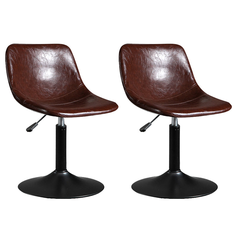 Contemporary Metal Barstool Faux Leather Footrest Stool Adjustable in Matte Finish Brown 2 Piece Set Short Stool(22"H) Clearhalo 'Bar Furniture' 'Bar Stools' 'bar_stools' 'furn' 'furn_bar_stools' 'Furniture' 'Kitchen & Dining Furniture' 5638928