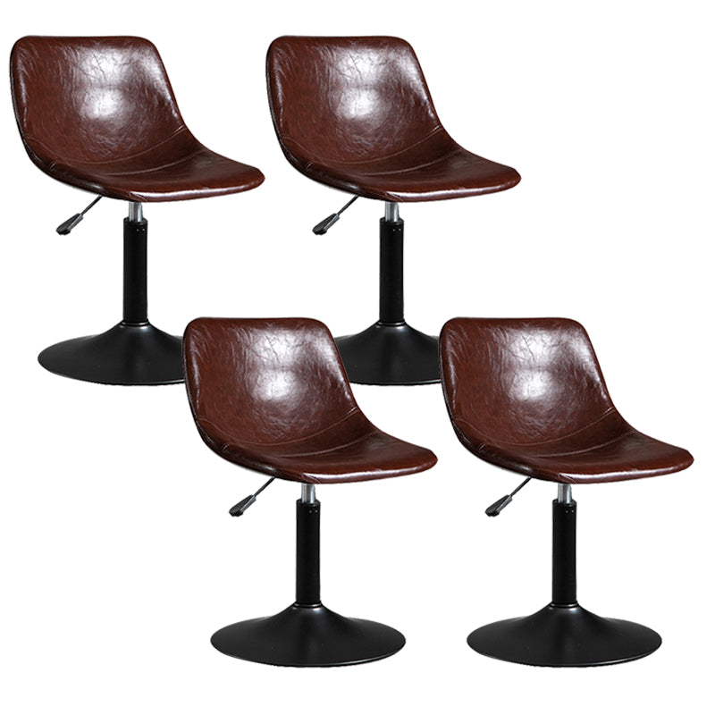 Contemporary Metal Barstool Faux Leather Footrest Stool Adjustable in Matte Finish Brown 4 Piece Set Short Stool(22"H) Clearhalo 'Bar Furniture' 'Bar Stools' 'bar_stools' 'furn' 'furn_bar_stools' 'Furniture' 'Kitchen & Dining Furniture' 5638929