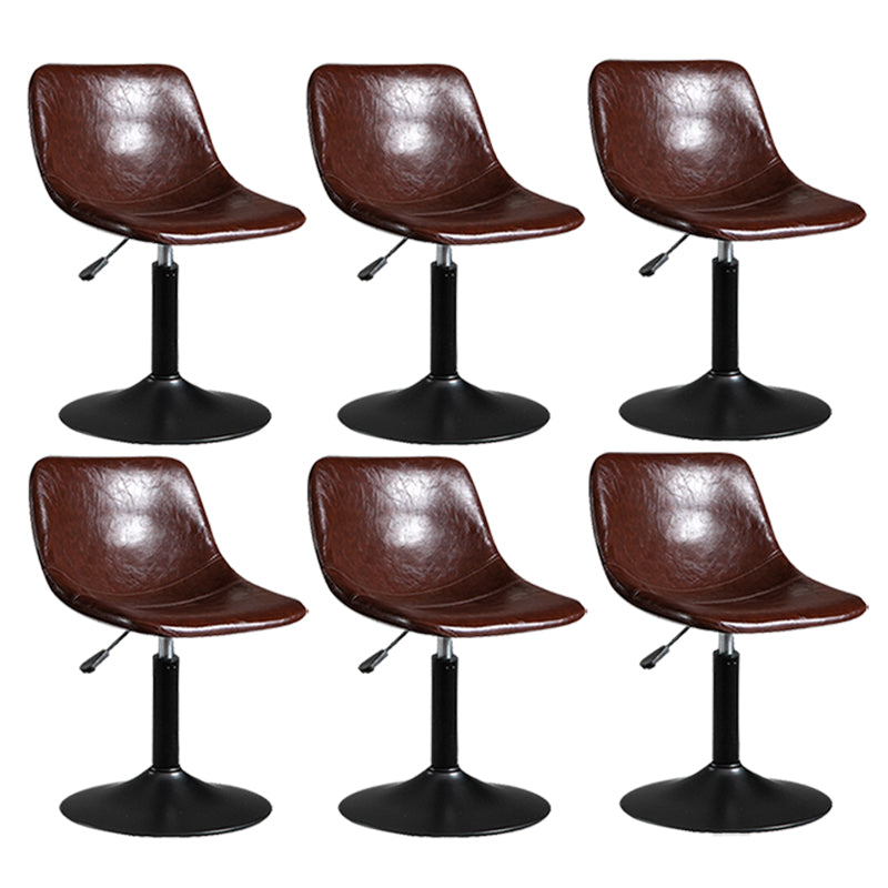 Contemporary Metal Barstool Faux Leather Footrest Stool Adjustable in Matte Finish Brown 6 Piece Set Short Stool(22"H) Clearhalo 'Bar Furniture' 'Bar Stools' 'bar_stools' 'furn' 'furn_bar_stools' 'Furniture' 'Kitchen & Dining Furniture' 5638930