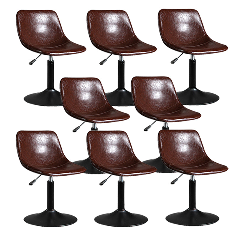 Contemporary Metal Barstool Faux Leather Footrest Stool Adjustable in Matte Finish Brown 8 Piece Set Short Stool(22"H) Clearhalo 'Bar Furniture' 'Bar Stools' 'bar_stools' 'furn' 'furn_bar_stools' 'Furniture' 'Kitchen & Dining Furniture' 5638931
