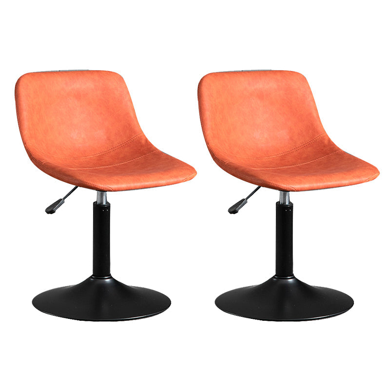 Contemporary Metal Barstool Faux Leather Footrest Stool Adjustable in Matte Finish Orange 2 Piece Set Short Stool(22"H) Clearhalo 'Bar Furniture' 'Bar Stools' 'bar_stools' 'furn' 'furn_bar_stools' 'Furniture' 'Kitchen & Dining Furniture' 5638933