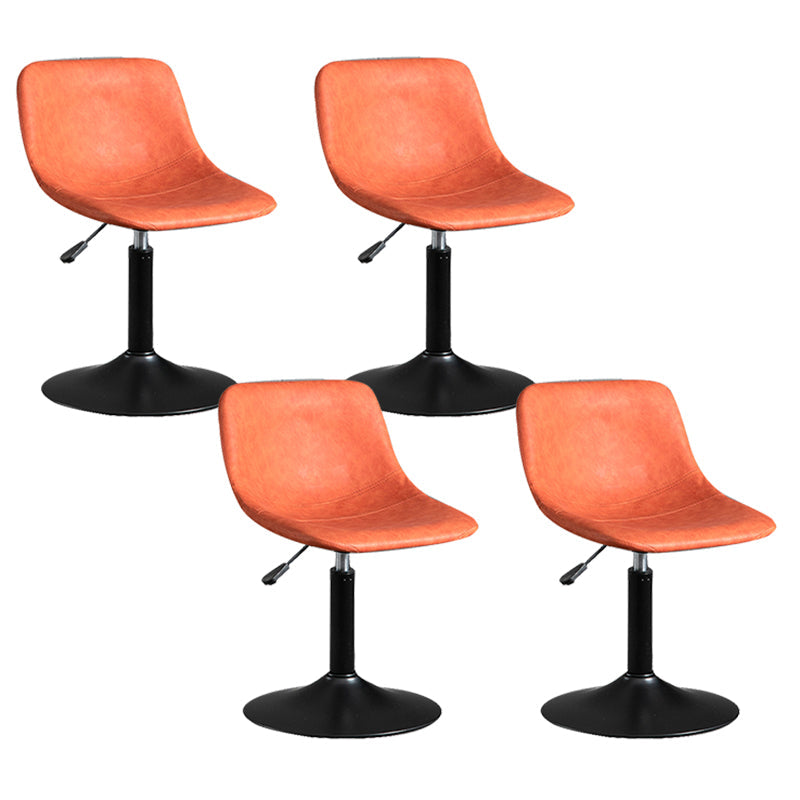 Contemporary Metal Barstool Faux Leather Footrest Stool Adjustable in Matte Finish Orange 4 Piece Set Short Stool(22"H) Clearhalo 'Bar Furniture' 'Bar Stools' 'bar_stools' 'furn' 'furn_bar_stools' 'Furniture' 'Kitchen & Dining Furniture' 5638934