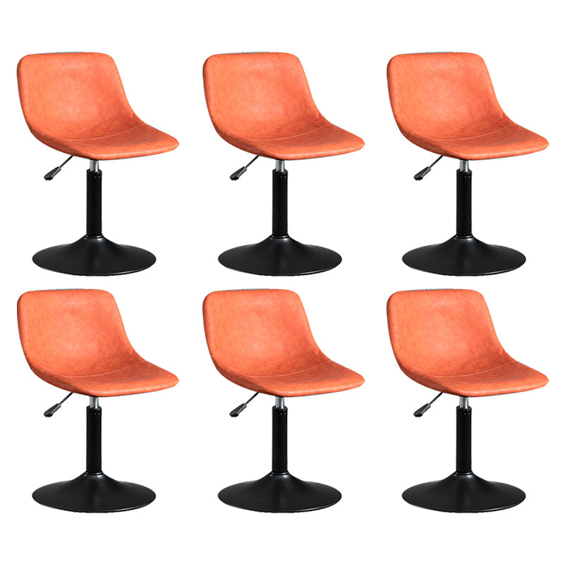 Contemporary Metal Barstool Faux Leather Footrest Stool Adjustable in Matte Finish Orange 6 Piece Set Short Stool(22"H) Clearhalo 'Bar Furniture' 'Bar Stools' 'bar_stools' 'furn' 'furn_bar_stools' 'Furniture' 'Kitchen & Dining Furniture' 5638935