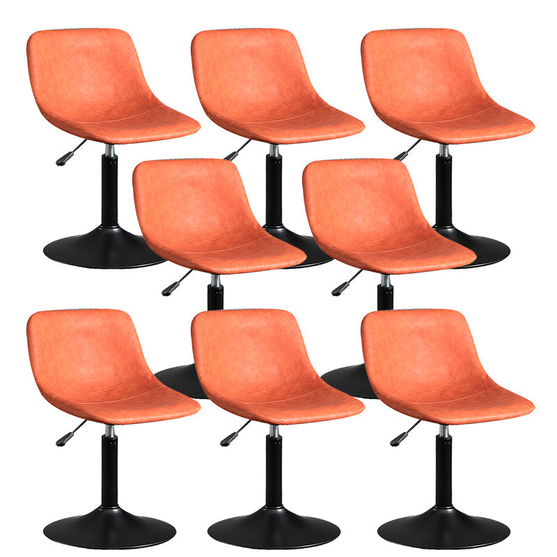 Contemporary Metal Barstool Faux Leather Footrest Stool Adjustable in Matte Finish Orange 8 Piece Set Short Stool(22"H) Clearhalo 'Bar Furniture' 'Bar Stools' 'bar_stools' 'furn' 'furn_bar_stools' 'Furniture' 'Kitchen & Dining Furniture' 5638936
