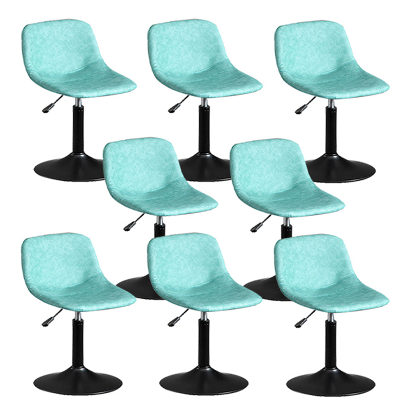 Contemporary Metal Barstool Faux Leather Footrest Stool Adjustable in Matte Finish Sky Blue 8 Piece Set Short Stool(22"H) Clearhalo 'Bar Furniture' 'Bar Stools' 'bar_stools' 'furn' 'furn_bar_stools' 'Furniture' 'Kitchen & Dining Furniture' 5638940