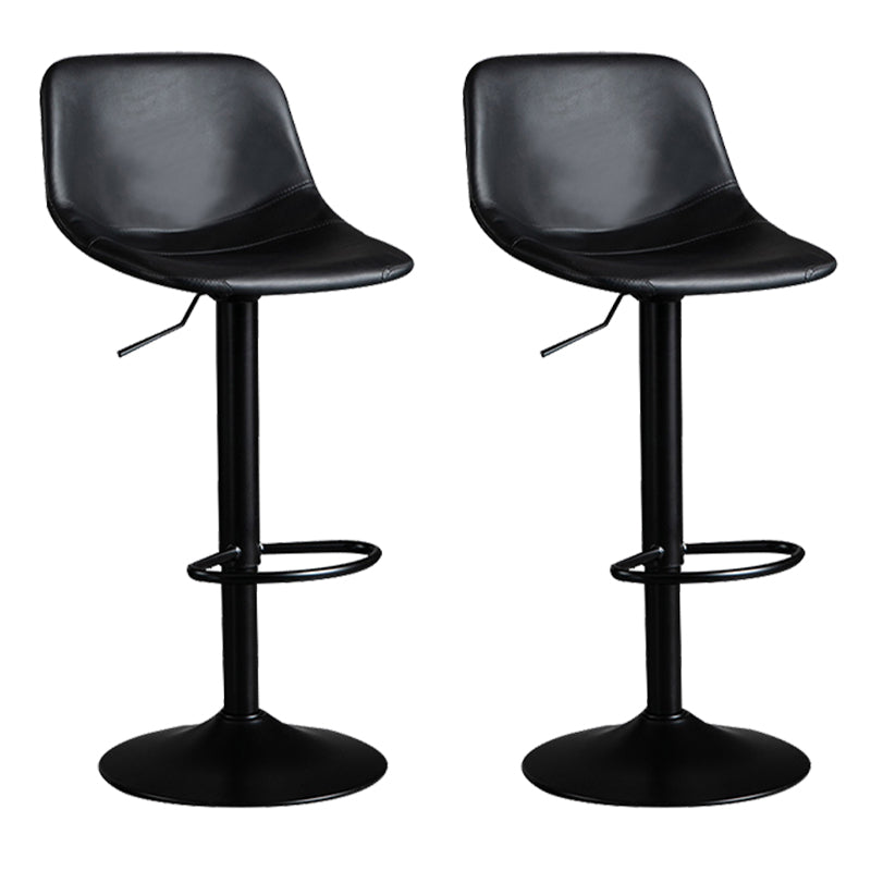Contemporary Metal Barstool Faux Leather Footrest Stool Adjustable in Matte Finish Black 2 Piece Set Bar Stool(33"H) Clearhalo 'Bar Furniture' 'Bar Stools' 'bar_stools' 'furn' 'furn_bar_stools' 'Furniture' 'Kitchen & Dining Furniture' 5638947