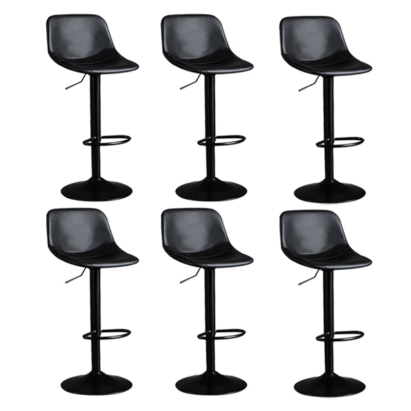 Contemporary Metal Barstool Faux Leather Footrest Stool Adjustable in Matte Finish Black 6 Piece Set Bar Stool(33"H) Clearhalo 'Bar Furniture' 'Bar Stools' 'bar_stools' 'furn' 'furn_bar_stools' 'Furniture' 'Kitchen & Dining Furniture' 5638949