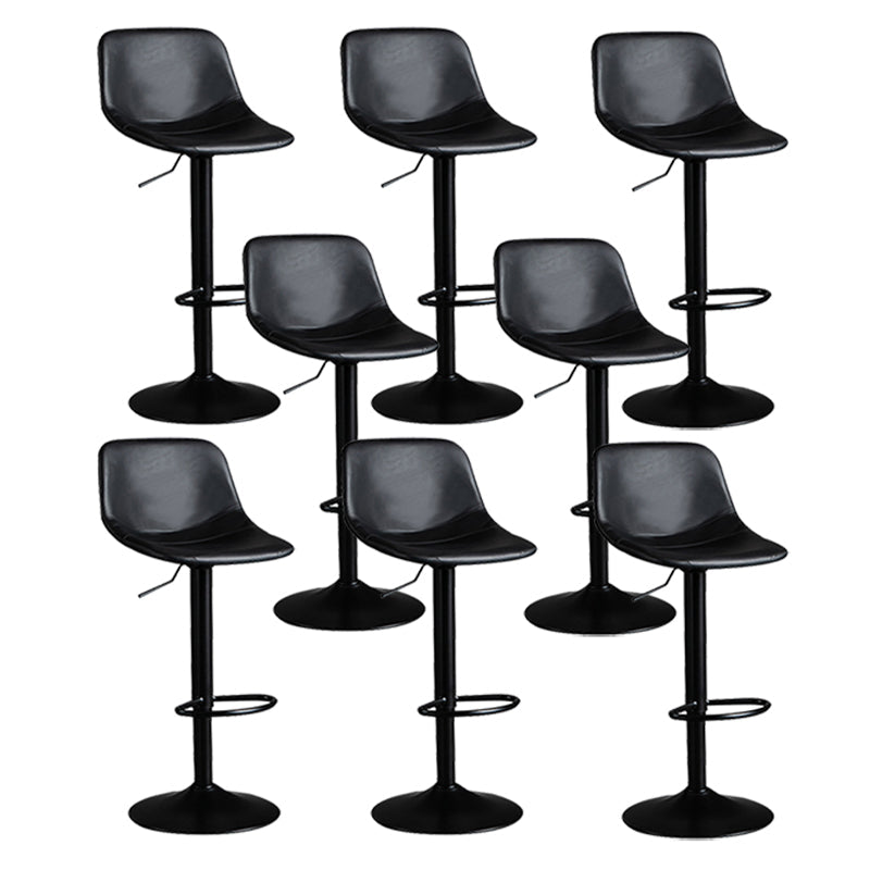 Contemporary Metal Barstool Faux Leather Footrest Stool Adjustable in Matte Finish Black 8 Piece Set Bar Stool(33"H) Clearhalo 'Bar Furniture' 'Bar Stools' 'bar_stools' 'furn' 'furn_bar_stools' 'Furniture' 'Kitchen & Dining Furniture' 5638950