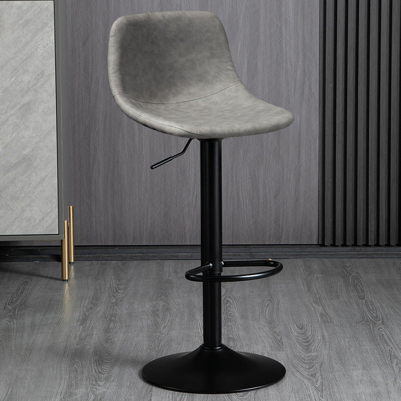 Contemporary Metal Barstool Faux Leather Footrest Stool Adjustable in Matte Finish Grey 1 Piece Bar Stool(33"H) Clearhalo 'Bar Furniture' 'Bar Stools' 'bar_stools' 'furn' 'furn_bar_stools' 'Furniture' 'Kitchen & Dining Furniture' 5638951