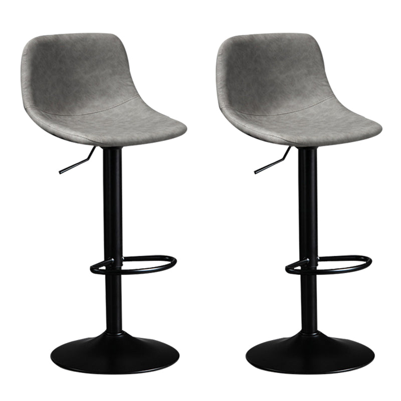 Contemporary Metal Barstool Faux Leather Footrest Stool Adjustable in Matte Finish Grey 2 Piece Set Bar Stool(33"H) Clearhalo 'Bar Furniture' 'Bar Stools' 'bar_stools' 'furn' 'furn_bar_stools' 'Furniture' 'Kitchen & Dining Furniture' 5638952