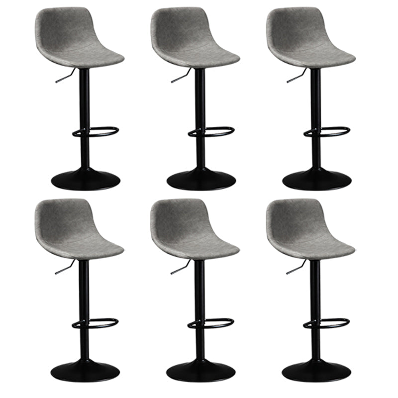 Contemporary Metal Barstool Faux Leather Footrest Stool Adjustable in Matte Finish Grey 6 Piece Set Bar Stool(33"H) Clearhalo 'Bar Furniture' 'Bar Stools' 'bar_stools' 'furn' 'furn_bar_stools' 'Furniture' 'Kitchen & Dining Furniture' 5638954
