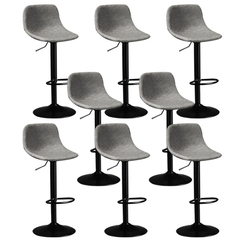 Contemporary Metal Barstool Faux Leather Footrest Stool Adjustable in Matte Finish Grey 8 Piece Set Bar Stool(33"H) Clearhalo 'Bar Furniture' 'Bar Stools' 'bar_stools' 'furn' 'furn_bar_stools' 'Furniture' 'Kitchen & Dining Furniture' 5638955