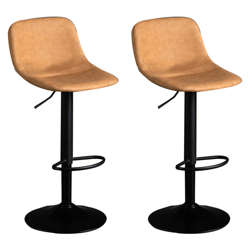 Contemporary Metal Barstool Faux Leather Footrest Stool Adjustable in Matte Finish Yellow 2 Piece Set Bar Stool(33"H) Clearhalo 'Bar Furniture' 'Bar Stools' 'bar_stools' 'furn' 'furn_bar_stools' 'Furniture' 'Kitchen & Dining Furniture' 5638957