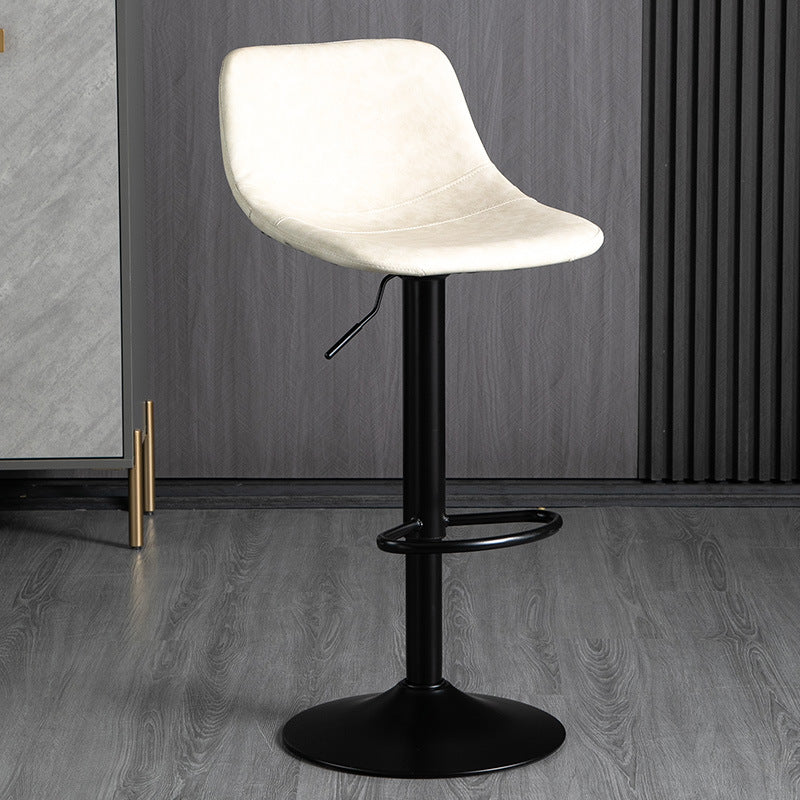 Contemporary Metal Barstool Faux Leather Footrest Stool Adjustable in Matte Finish White 1 Piece Bar Stool(33"H) Clearhalo 'Bar Furniture' 'Bar Stools' 'bar_stools' 'furn' 'furn_bar_stools' 'Furniture' 'Kitchen & Dining Furniture' 5638961