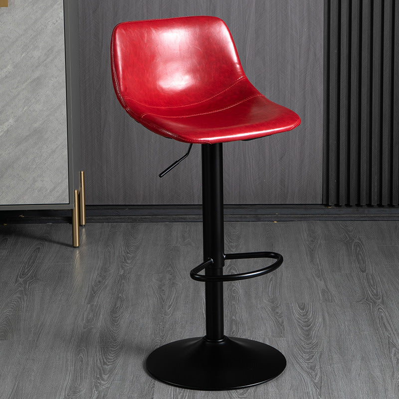 Contemporary Metal Barstool Faux Leather Footrest Stool Adjustable in Matte Finish Red 1 Piece Bar Stool(33"H) Clearhalo 'Bar Furniture' 'Bar Stools' 'bar_stools' 'furn' 'furn_bar_stools' 'Furniture' 'Kitchen & Dining Furniture' 5638966
