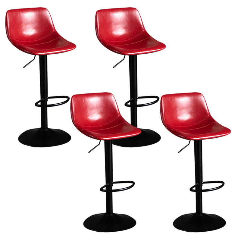 Contemporary Metal Barstool Faux Leather Footrest Stool Adjustable in Matte Finish Red 4 Piece Set Bar Stool(33"H) Clearhalo 'Bar Furniture' 'Bar Stools' 'bar_stools' 'furn' 'furn_bar_stools' 'Furniture' 'Kitchen & Dining Furniture' 5638968