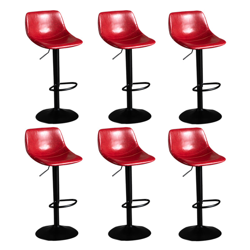 Contemporary Metal Barstool Faux Leather Footrest Stool Adjustable in Matte Finish Red 6 Piece Set Bar Stool(33"H) Clearhalo 'Bar Furniture' 'Bar Stools' 'bar_stools' 'furn' 'furn_bar_stools' 'Furniture' 'Kitchen & Dining Furniture' 5638969