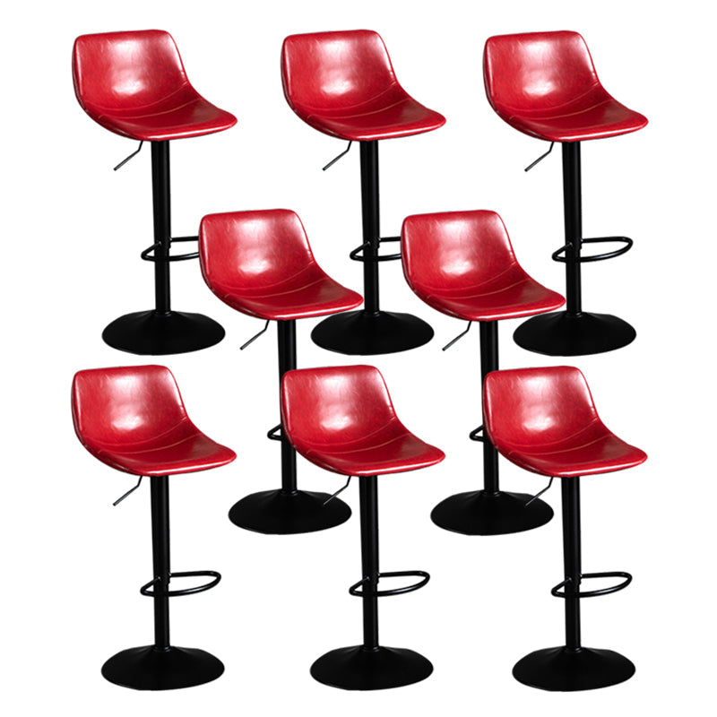 Contemporary Metal Barstool Faux Leather Footrest Stool Adjustable in Matte Finish Red 8 Piece Set Bar Stool(33"H) Clearhalo 'Bar Furniture' 'Bar Stools' 'bar_stools' 'furn' 'furn_bar_stools' 'Furniture' 'Kitchen & Dining Furniture' 5638970