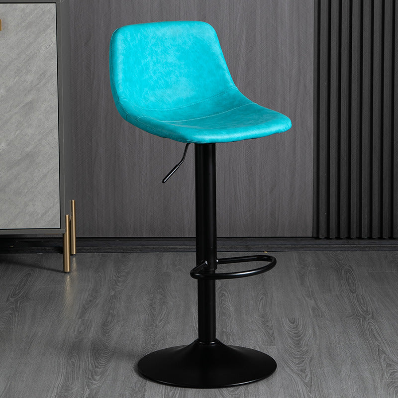 Contemporary Metal Barstool Faux Leather Footrest Stool Adjustable in Matte Finish Blue 1 Piece Bar Stool(33"H) Clearhalo 'Bar Furniture' 'Bar Stools' 'bar_stools' 'furn' 'furn_bar_stools' 'Furniture' 'Kitchen & Dining Furniture' 5638971
