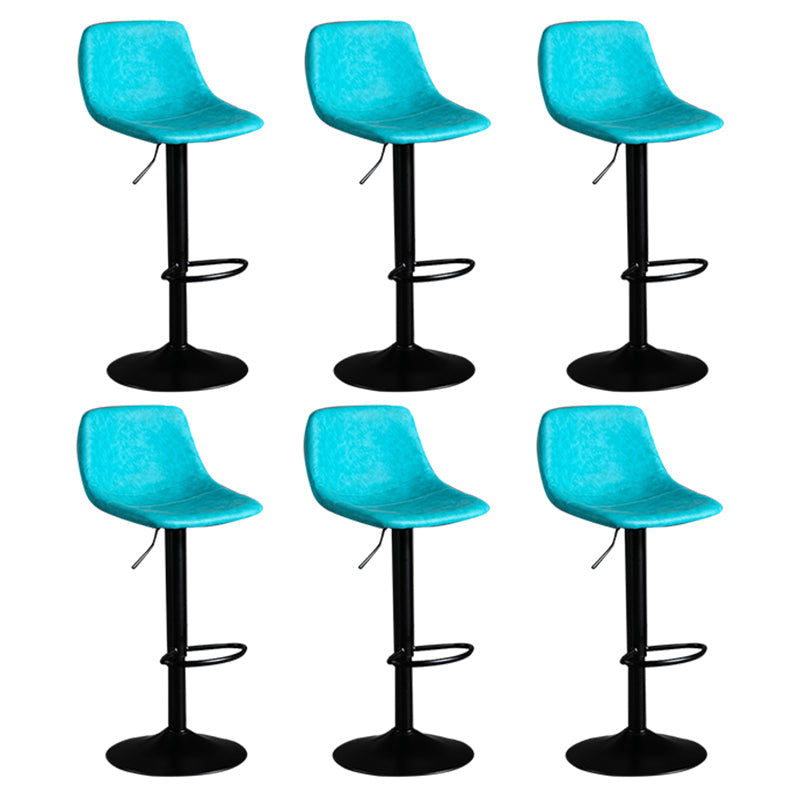 Contemporary Metal Barstool Faux Leather Footrest Stool Adjustable in Matte Finish Blue 6 Piece Set Bar Stool(33"H) Clearhalo 'Bar Furniture' 'Bar Stools' 'bar_stools' 'furn' 'furn_bar_stools' 'Furniture' 'Kitchen & Dining Furniture' 5638974